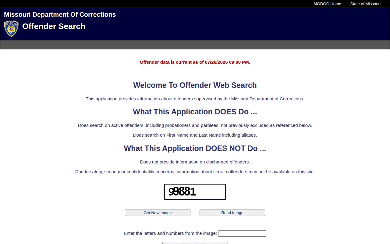 Lincoln County released inmates MODOC active offender search limits