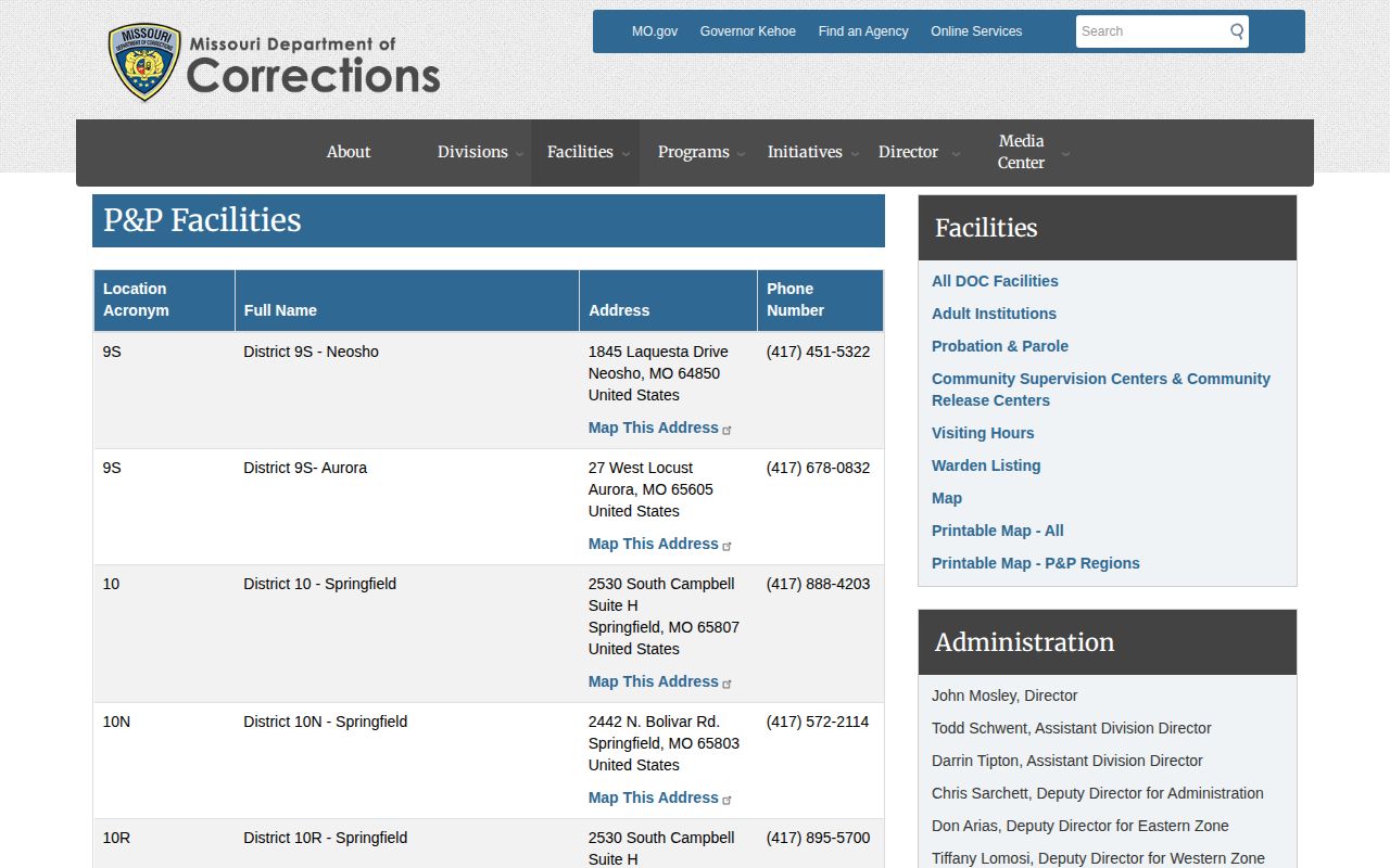 Lincoln County parole and probation directory listing for District 17S in Troy