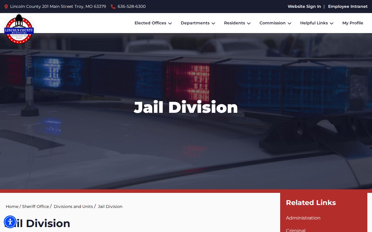 Lincoln County Detention Center current-custody and release contact page